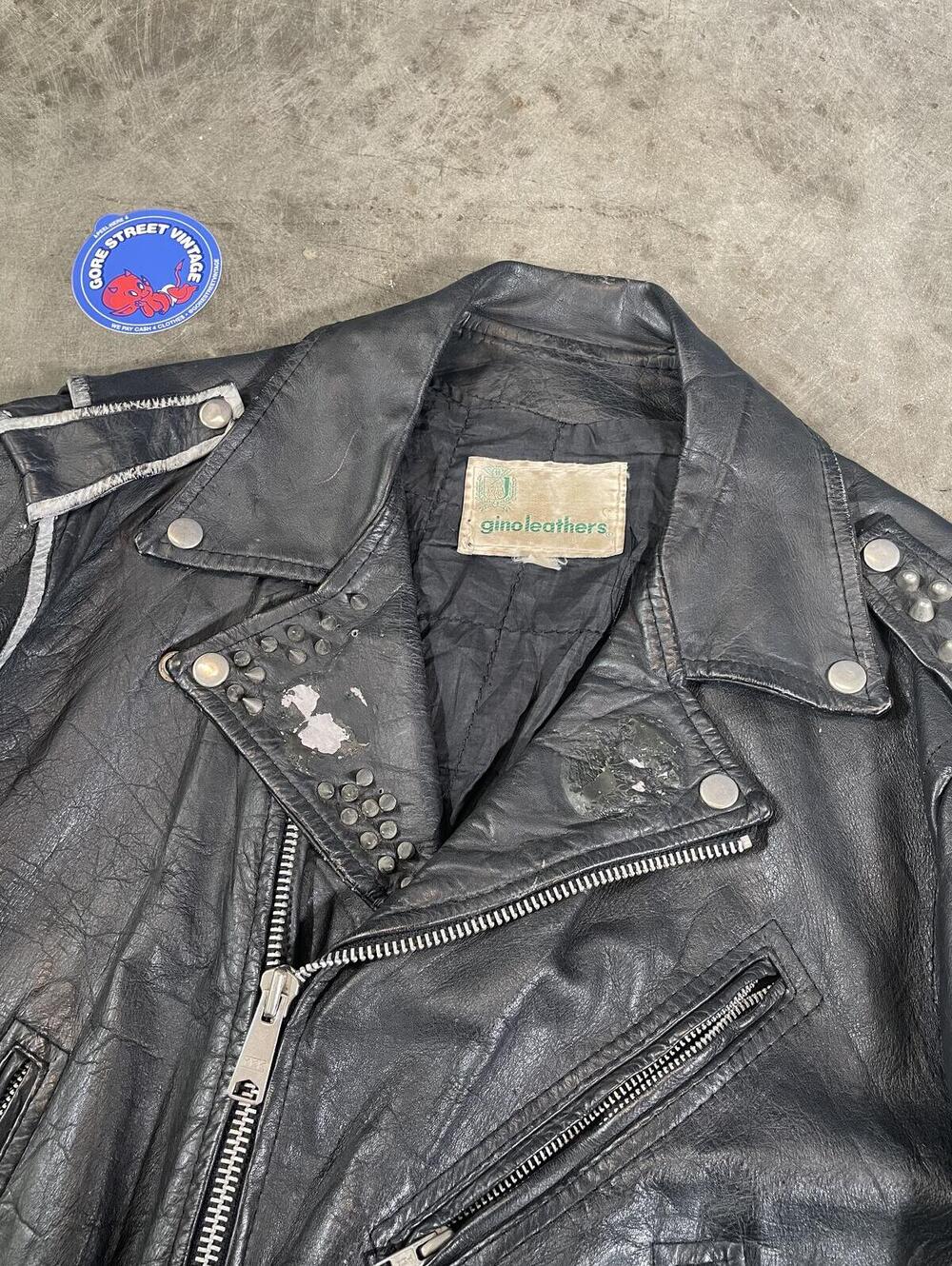 Black 80s Custom Studded Motorcycle Biker Jacket